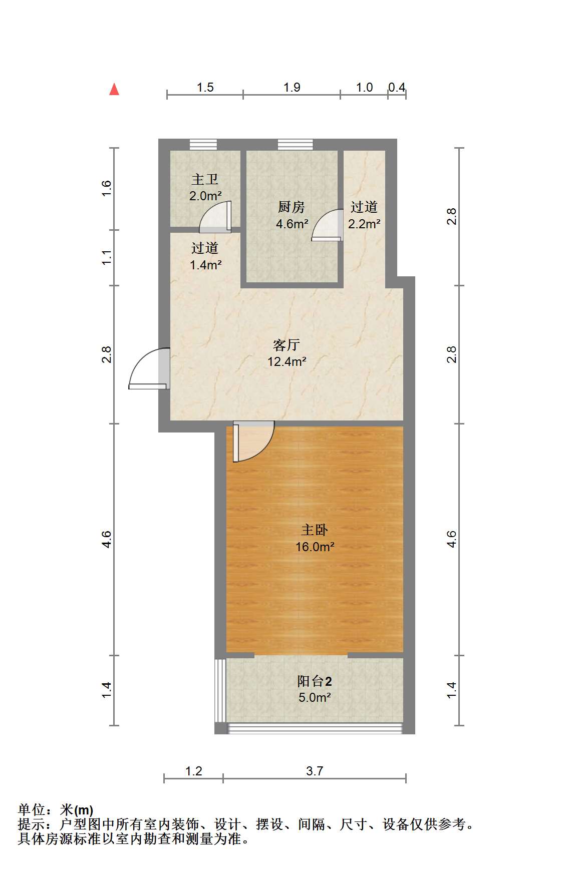 富贵园 1室1厅1卫 46.46m&sup2;