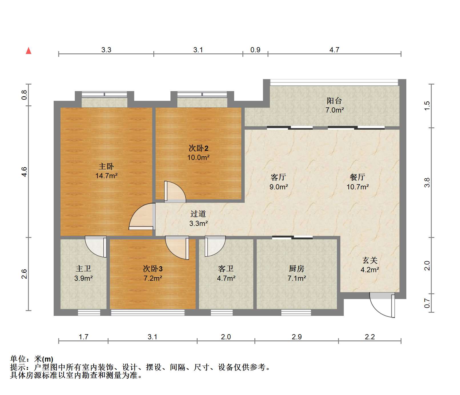 世茂云锦(九龙庭广场) 3室2厅2卫 106m&sup2;