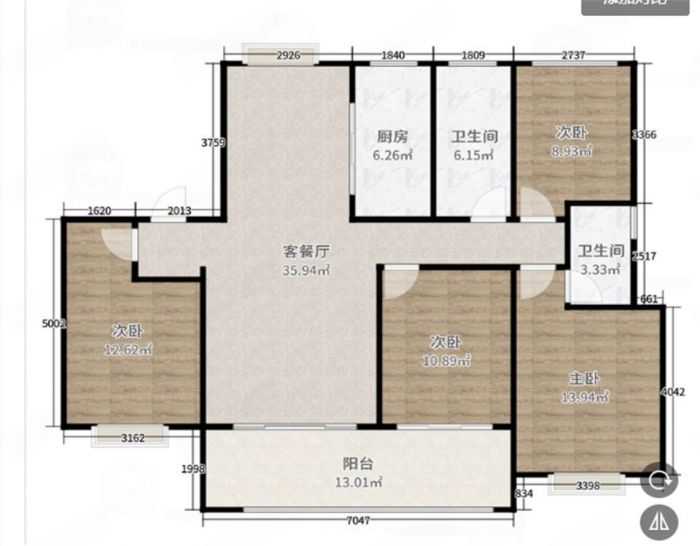 春风南岸西园 4室2厅2卫 136m&sup2;