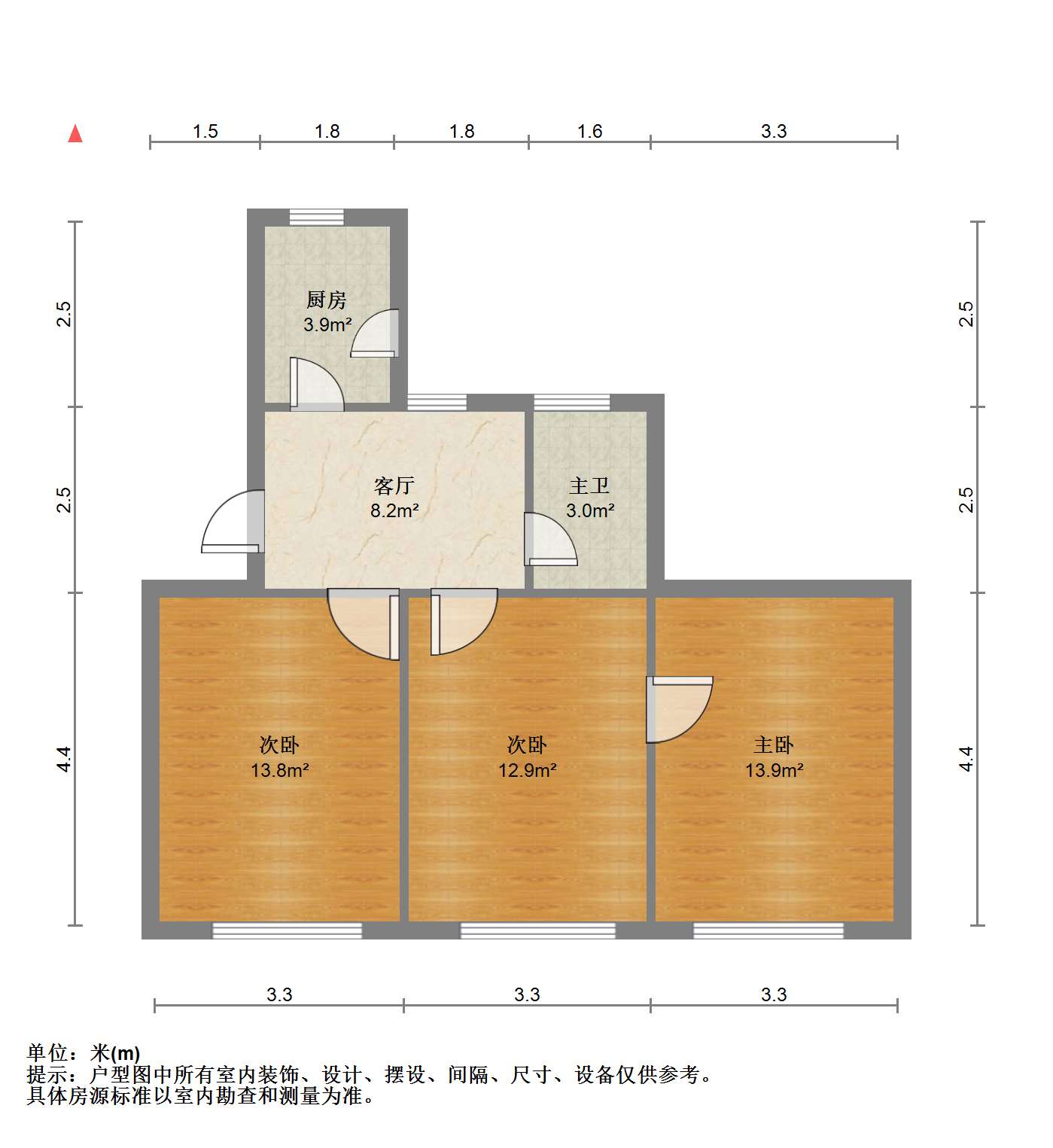 光明东村一期 3室1厅1卫 81.94m&sup2;