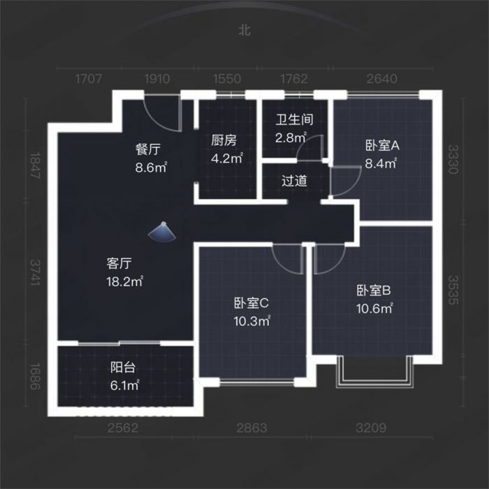 林肯公园 3室2厅1卫 92m&sup2;
