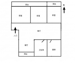 瑞丰花园 3室2厅1卫 120m&sup2;