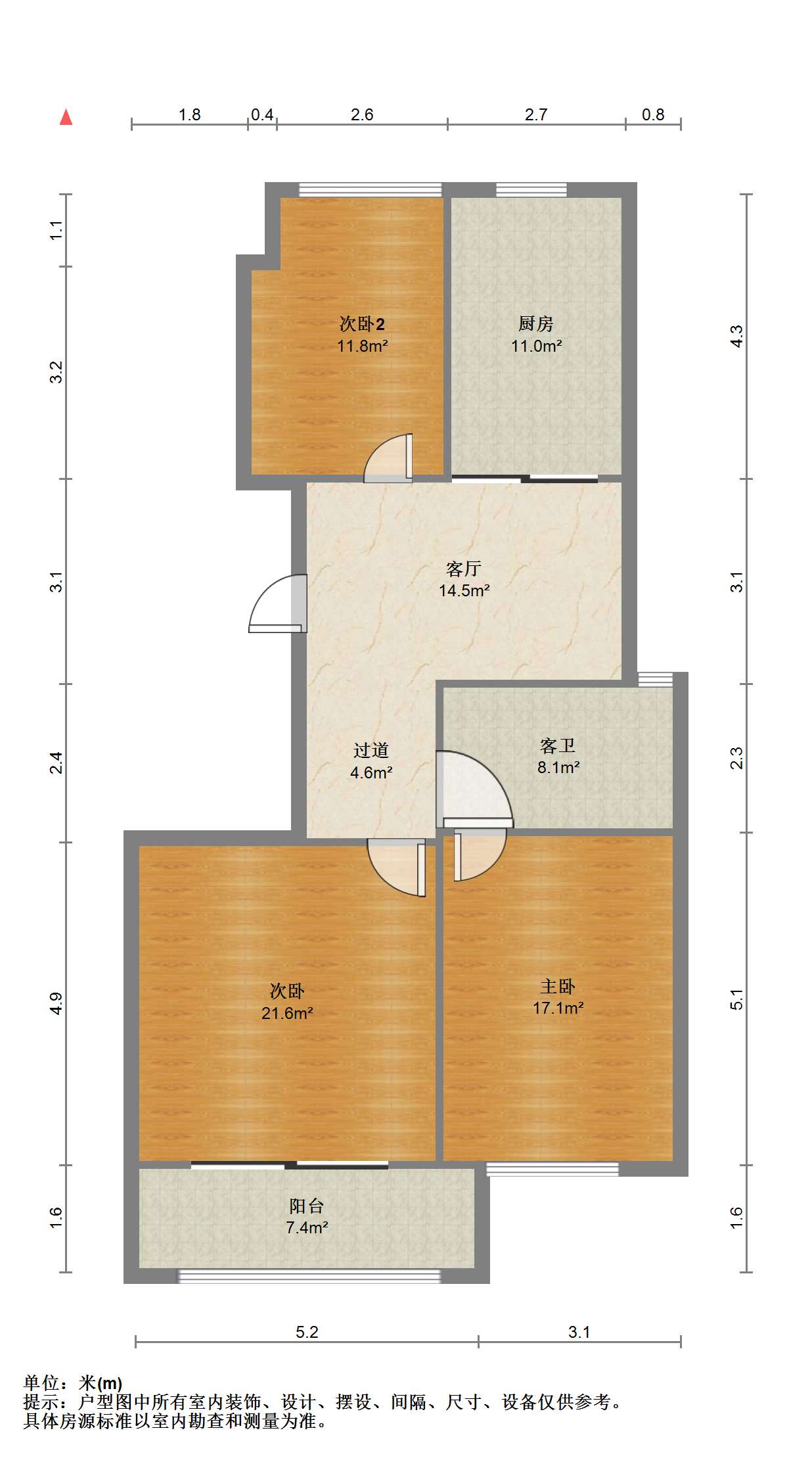 濠河经典苑 3室1厅1卫 106.50m&sup2;