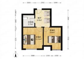 南辰濠郡 2室1厅1卫 60m&sup2;