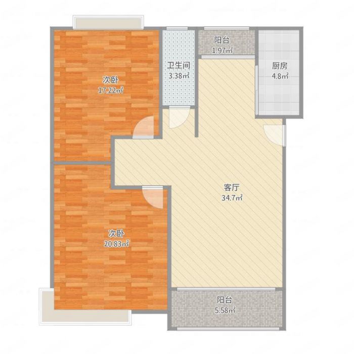 金辉花园 2室1厅1卫 80.00m&sup2;
