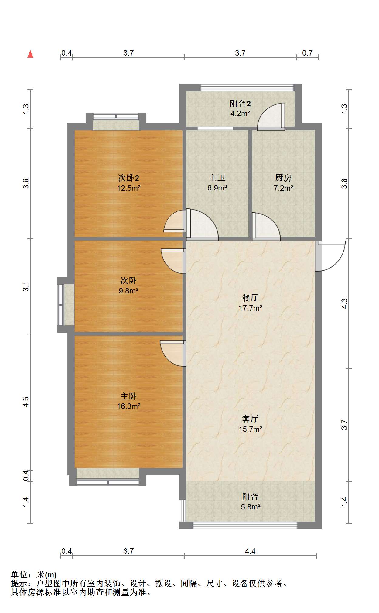 苏建阳光新城 3室2厅1卫 106.00m&sup2;