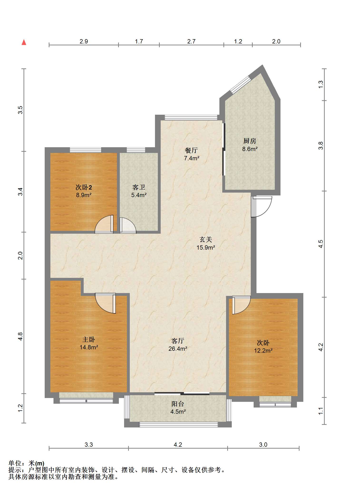 兆丰嘉园 3室2厅1卫 142.27m&sup2;