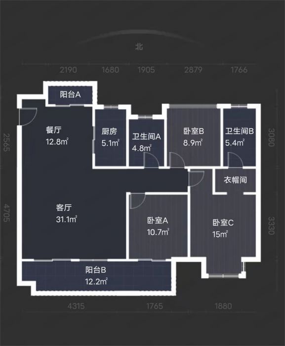 云樾东方 3室2厅2卫 135m&sup2;