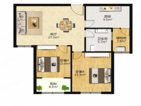 江景苑小区 2室1厅1卫 98m&sup2;