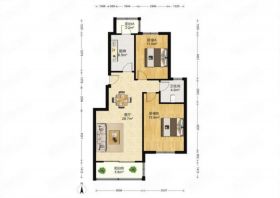紫东花苑 2室2厅1卫 93m&sup2;