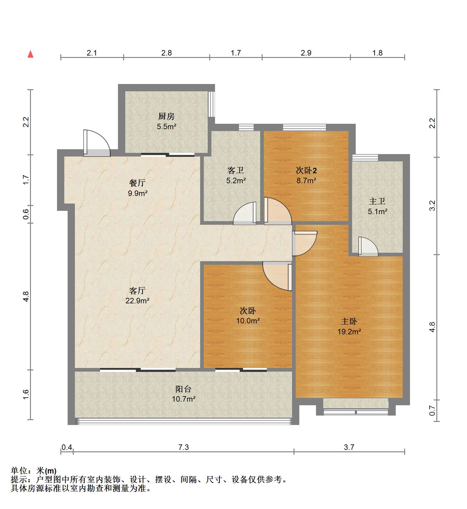 祥生云境 3室1厅2卫 117.07m&sup2;