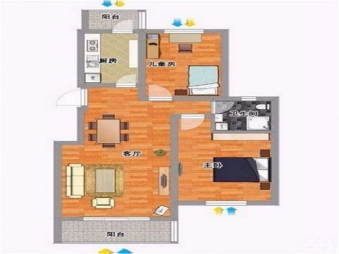 紫东花苑 2室1厅1卫 90m&sup2;