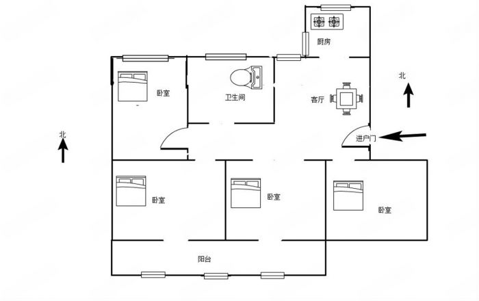 万象新路 3室2厅1卫 90m&sup2;