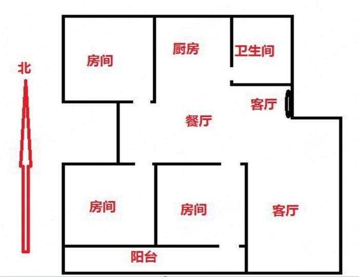 天润家园 3室2厅1卫 128.43m&sup2;