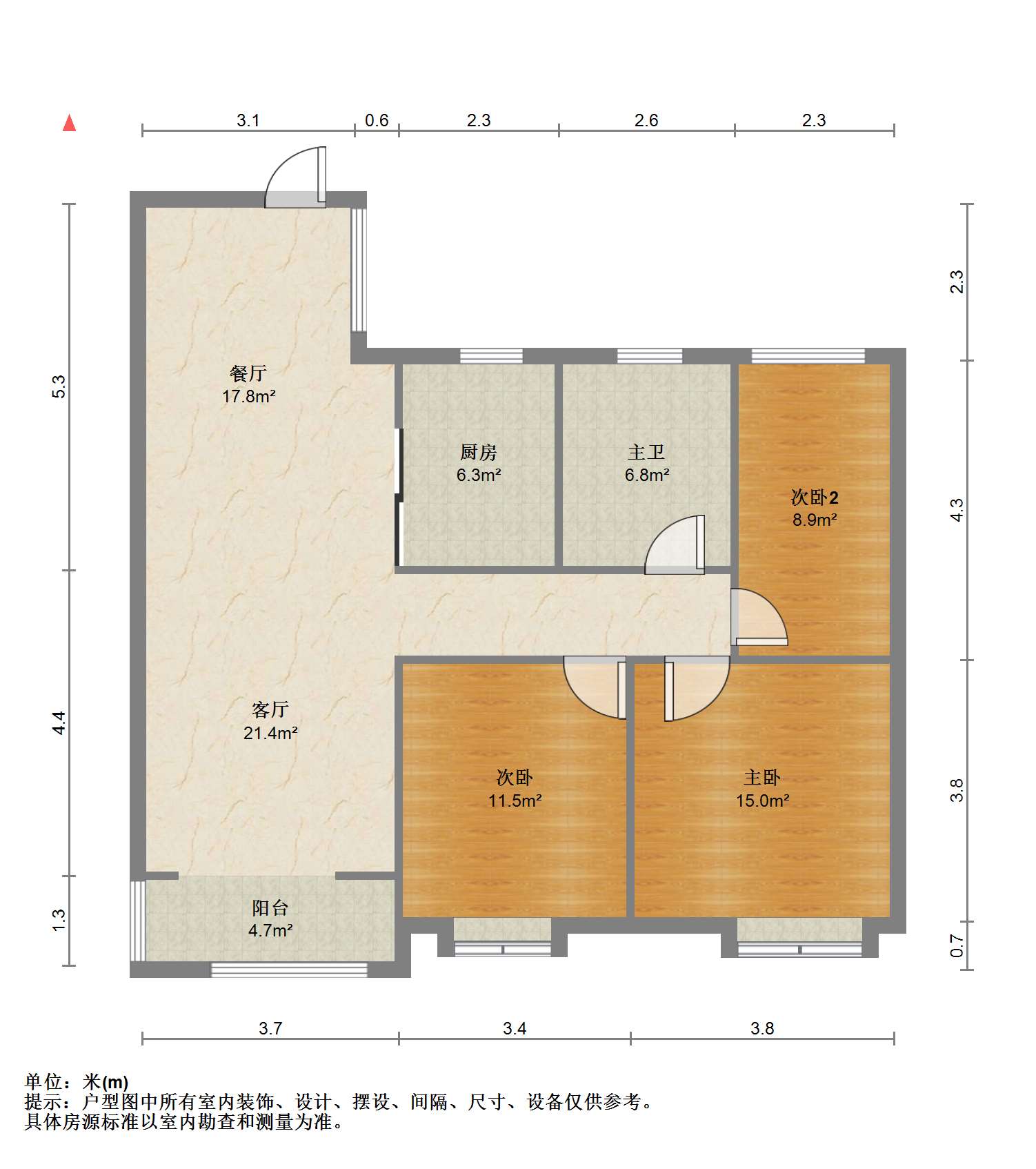 崇川星光域 3室2厅1卫 96m&sup2;