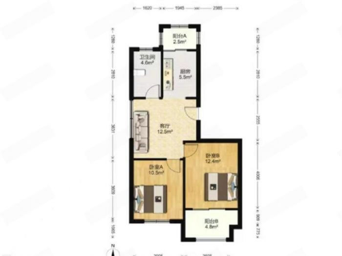 园林佳苑 2室1厅1卫 75m&sup2;