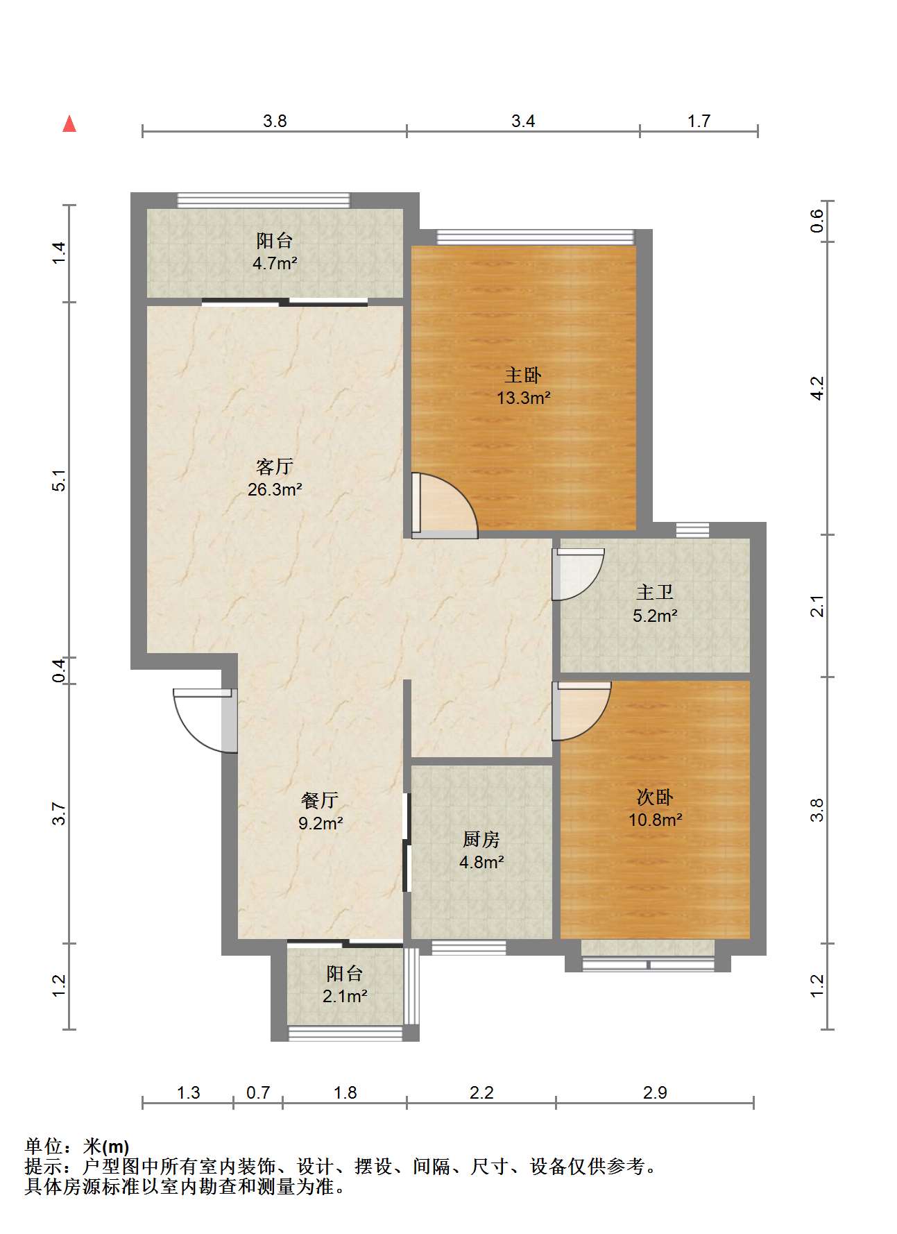 江海皇都私家花园 2室2厅1卫 92.96m&sup2;