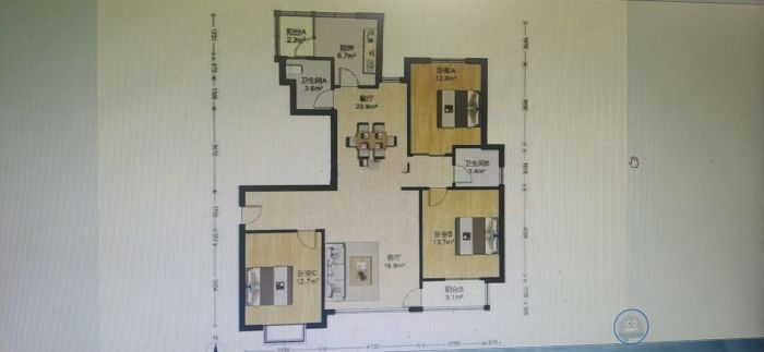 东方鑫乾大厦 3室2厅2卫 140m&sup2;