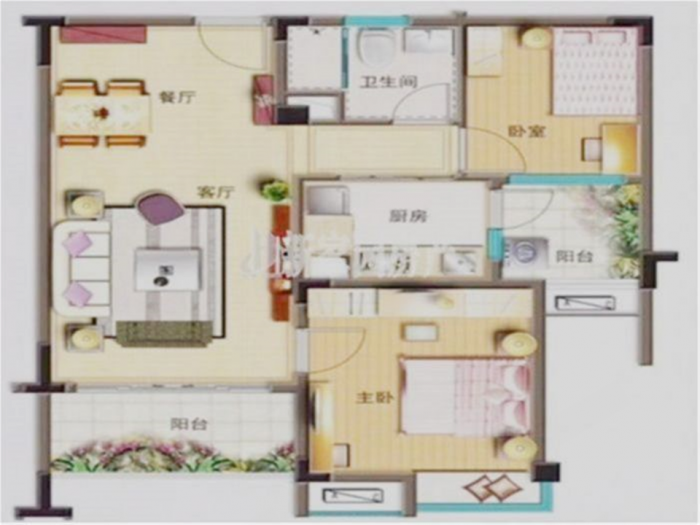 碧桂园(南通经济技术开发区) 2室2厅1卫 88.00m&sup2;