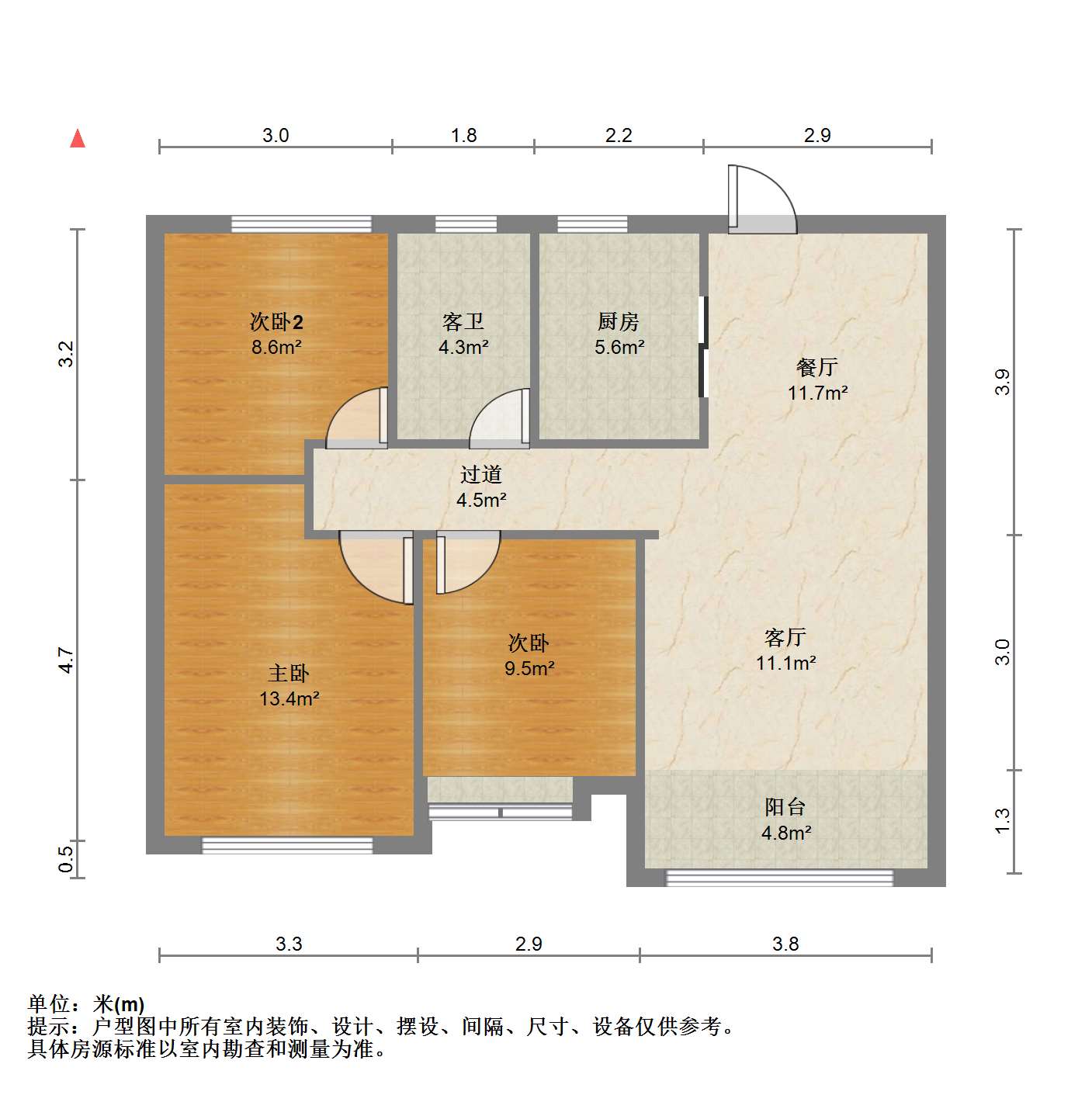 景瑞御府 3室2厅1卫 93.00m&sup2;