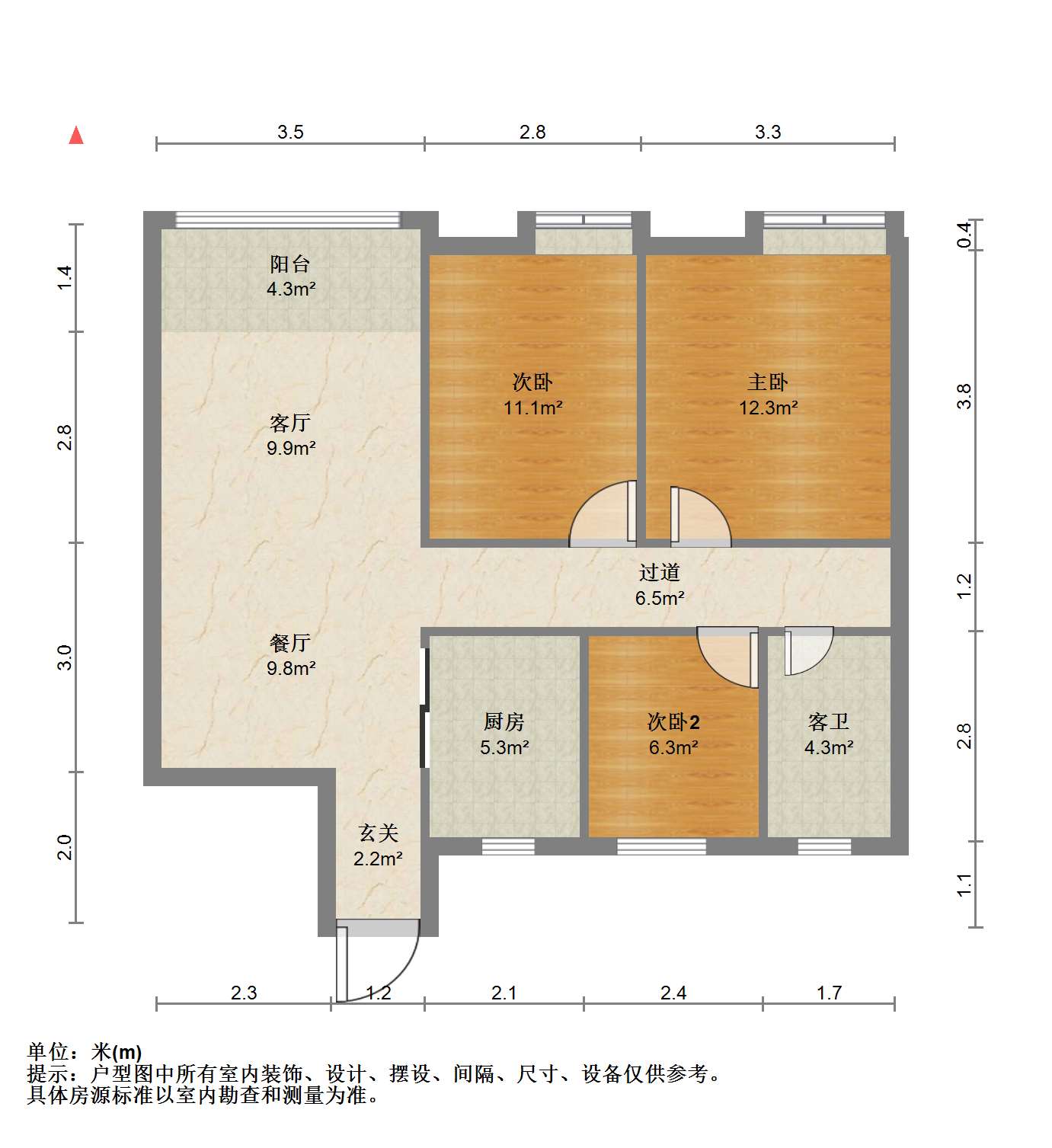华润悦锦湾 3室2厅1卫 108.24m&sup2;