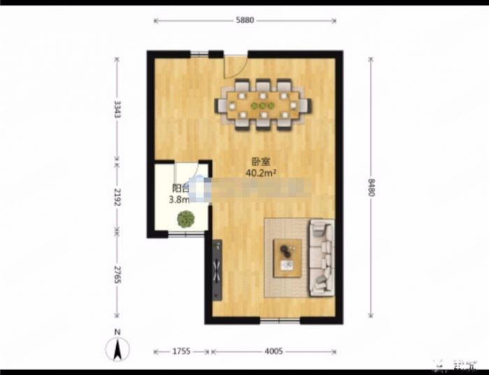 纽约时代 2室1厅1卫 60m&sup2;