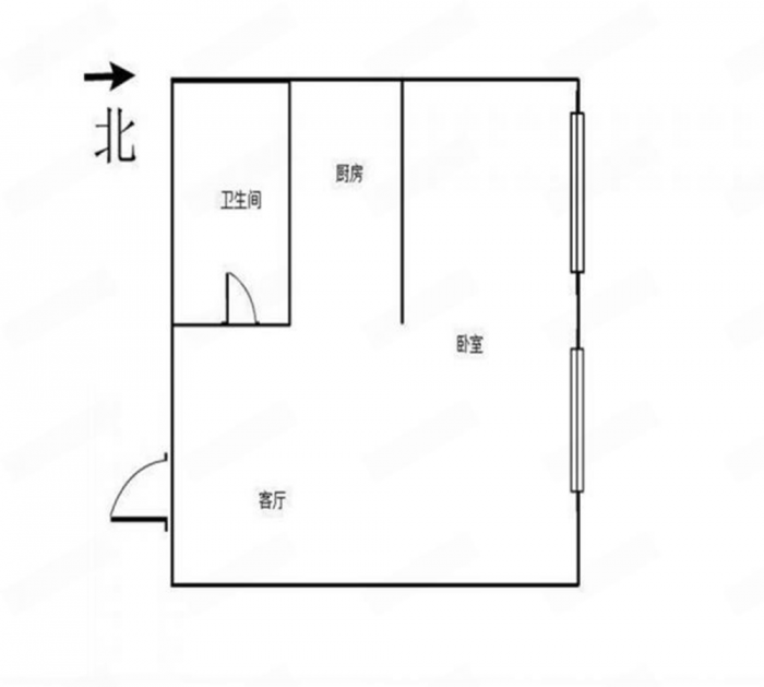 鸿运大厦 1室1厅1卫 67m&sup2;