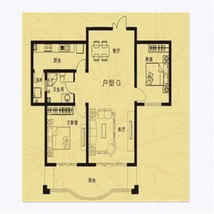 中南世纪城北区 2室2厅1卫 109m&sup2;
