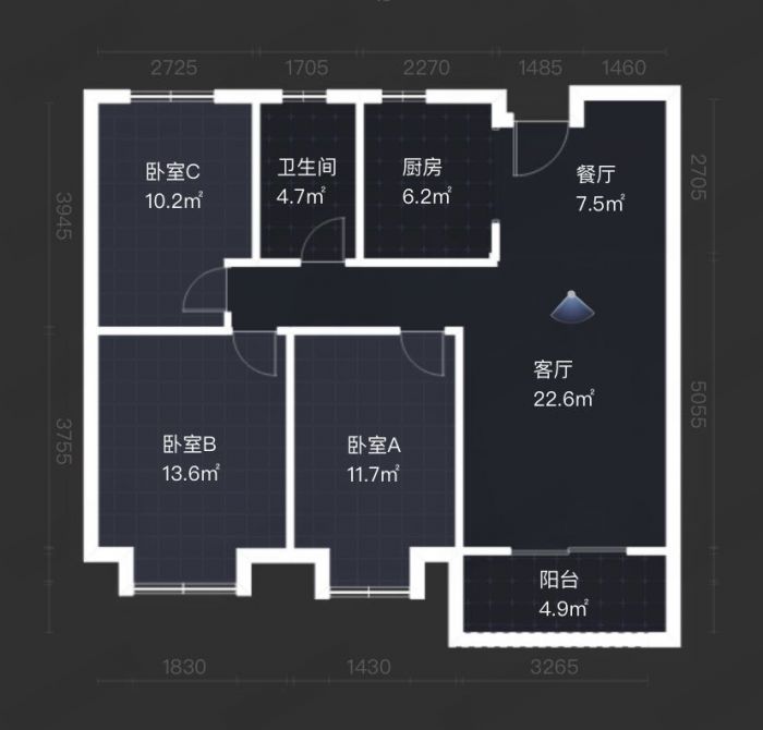江湾国际中心 3室2厅1卫 108m&sup2;