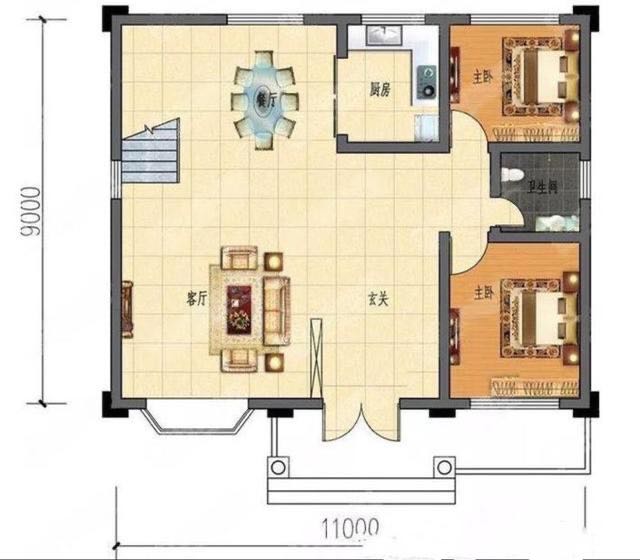 南川园 2室2厅1卫 95m&sup2;