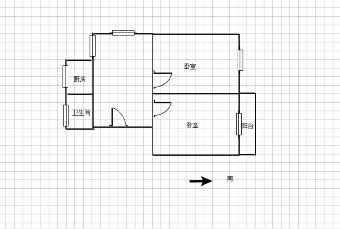 濠东路51号小区 2室1厅1卫 69.66m&sup2;