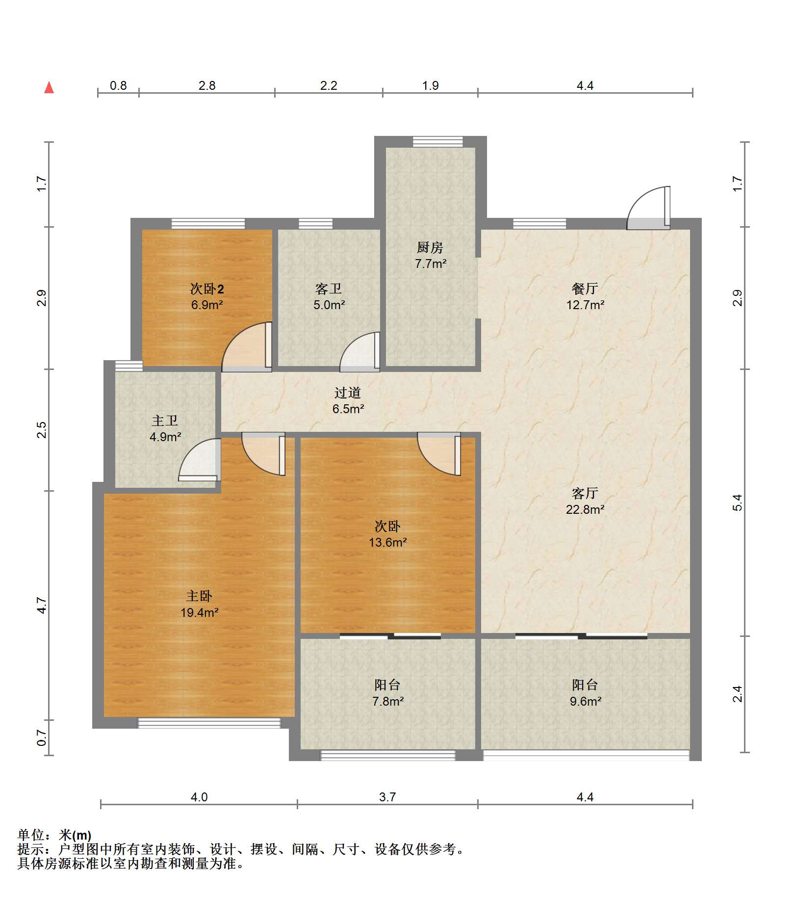 正泰江岸水苑 3室2厅2卫 129.71m&sup2;