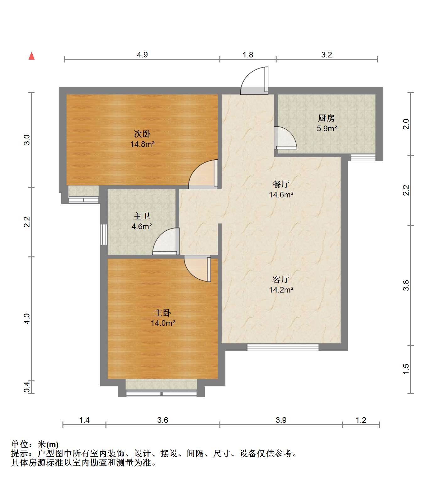 悦达悦海名邸 2室1厅1卫 91m&sup2;