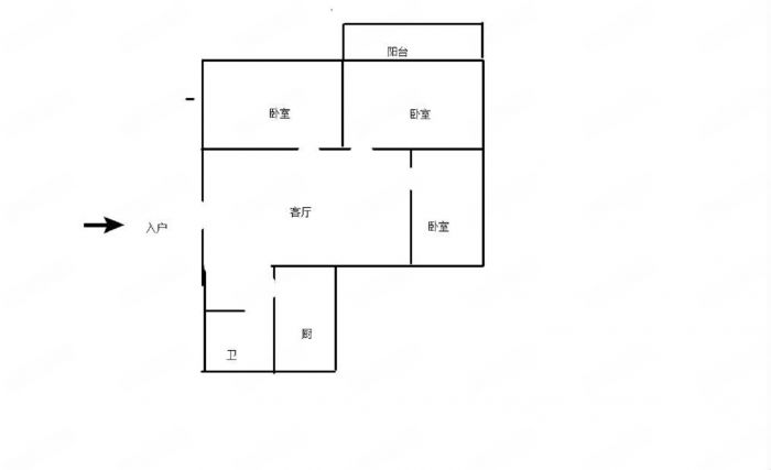 起凤园 2室1厅1卫 73.85m&sup2;