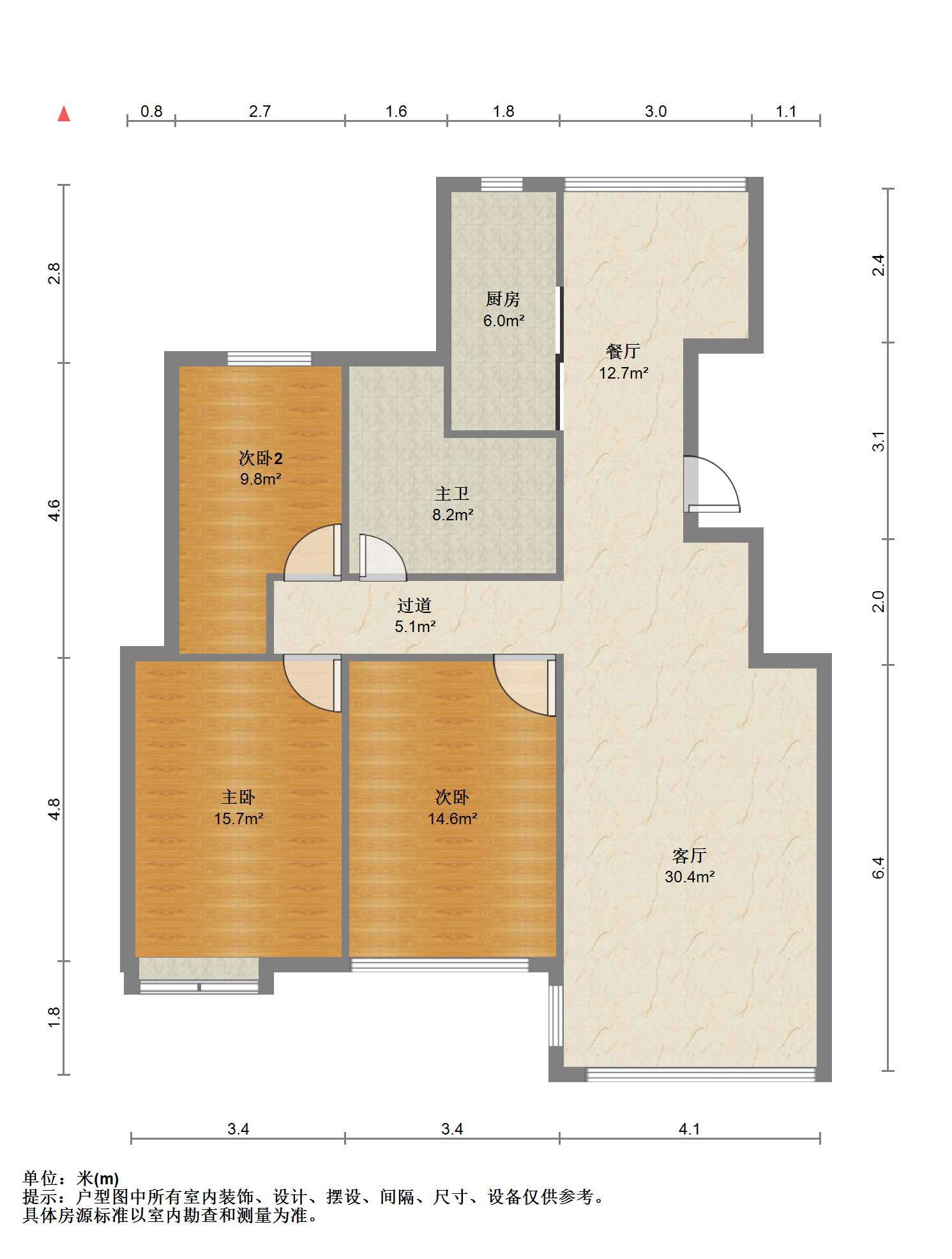 苏建学府雅居 3室2厅1卫 123.80m²