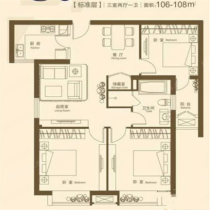 润华国际中心 3室2厅2卫 108m&sup2;