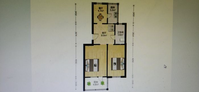 望江楼小区 2室1厅1卫 59m&sup2;