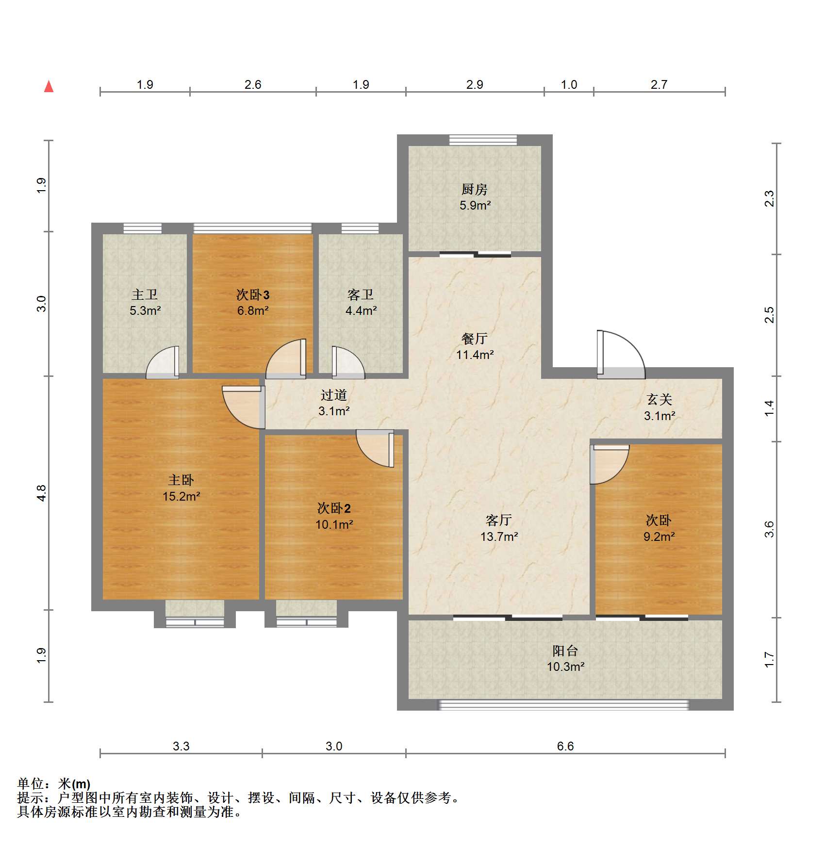景瑞御府 4室2厅2卫 148m&sup2;