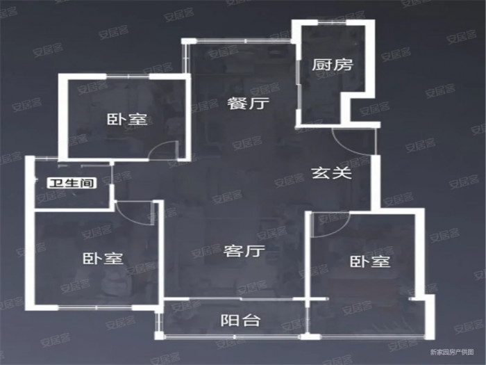 中港城世家 3室1厅1卫 115m&sup2;