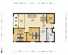 润华国际中心 3室1厅1卫 116m&sup2;