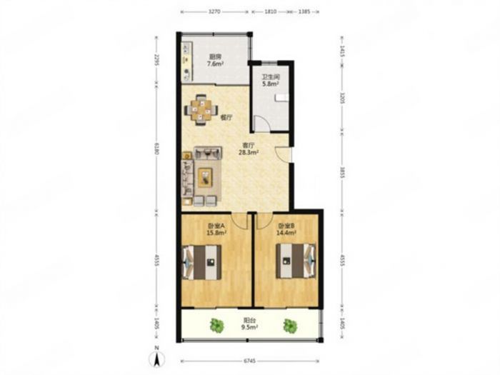 怡园新苑 2室1厅1卫 92m&sup2;