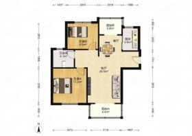高迪晶城 2室2厅1卫 93m&sup2;