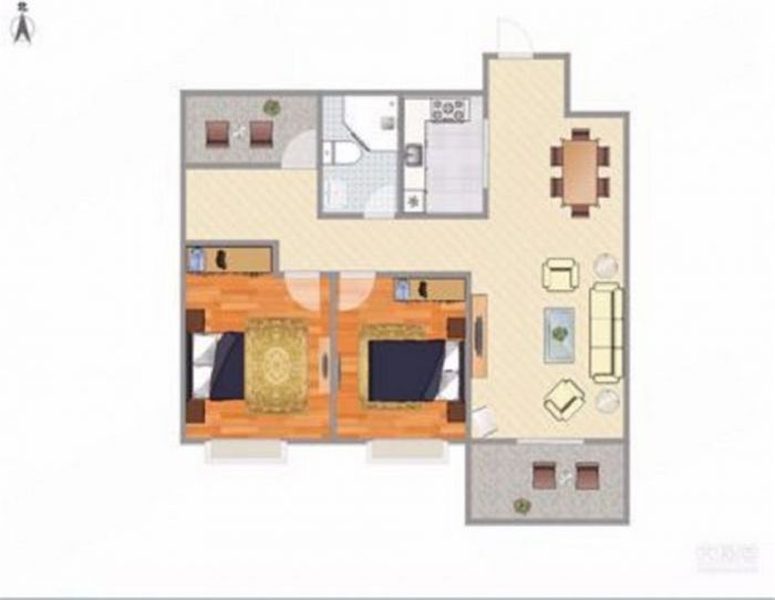 新城香溢紫郡 3室1厅1卫 97m&sup2;