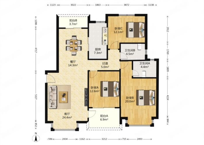 恒大御澜庭 3室2厅2卫 138m&sup2;