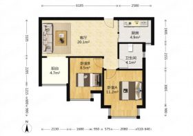 华强城 2室2厅1卫 74m&sup2;