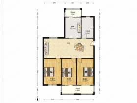 幸福新居 3室2厅1卫 135m&sup2;