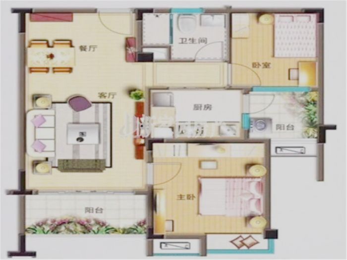碧桂园(南通经济技术开发区) 2室2厅1卫 88m&sup2;