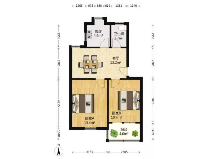北街新村 2室1厅1卫 62m&sup2;