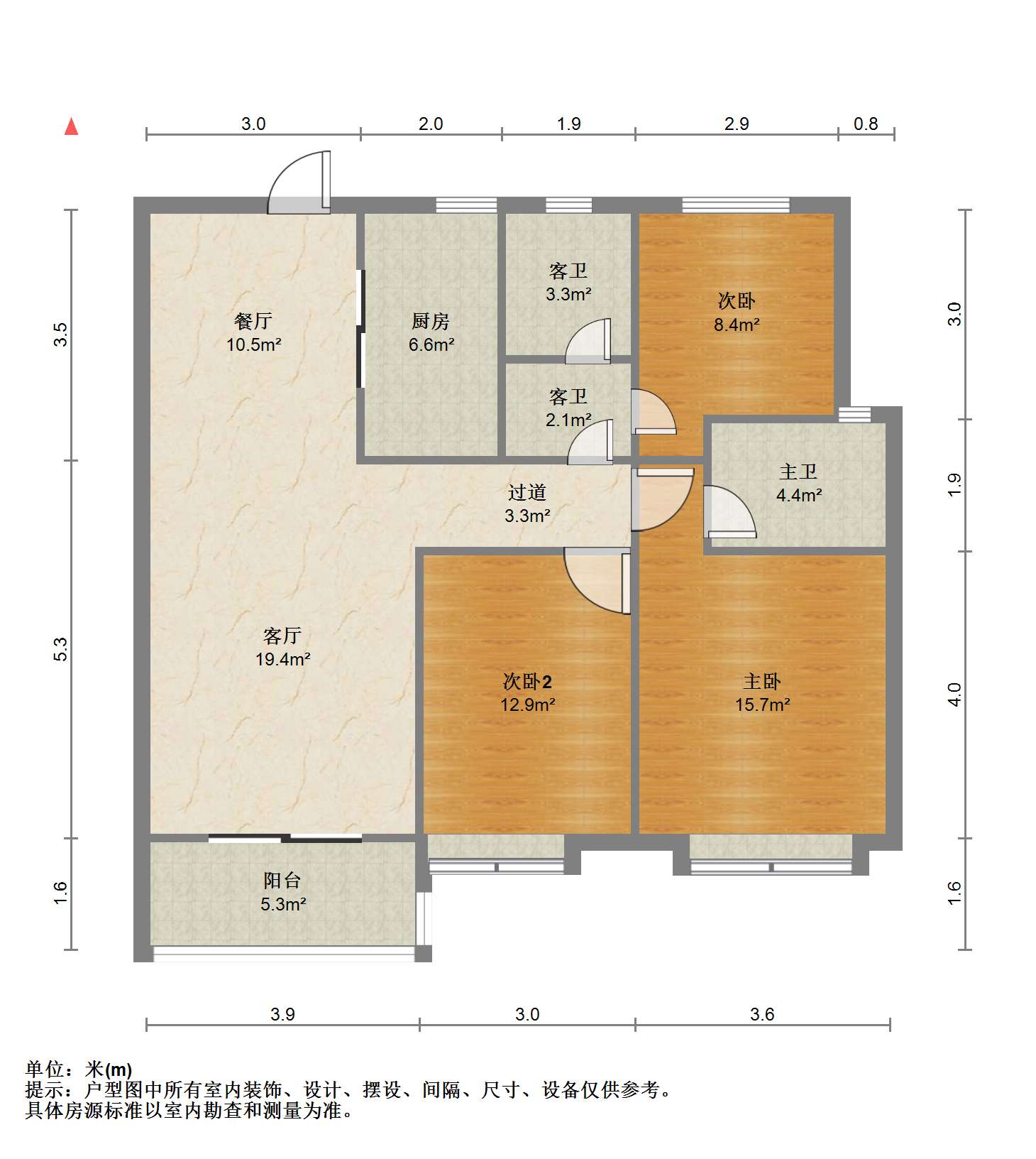 保利香槟国际 3室2厅2卫 115.00m&sup2;