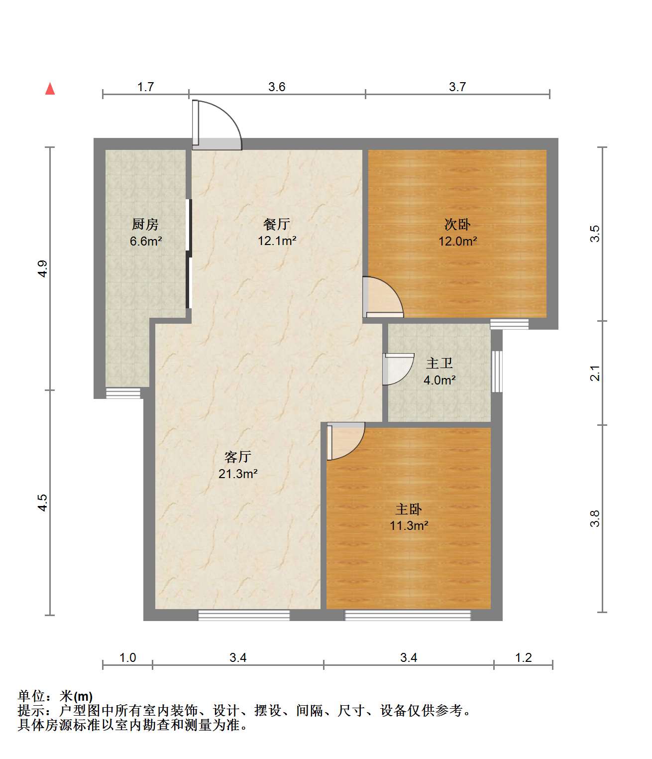 江景苑小区 2室1厅1卫 88m&sup2;